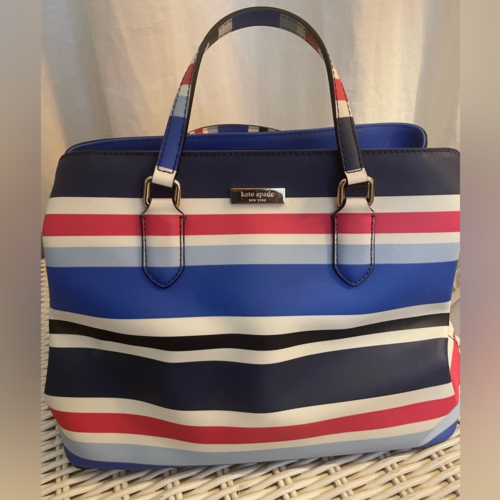 Kate Spade Blue and Fuchsia Striped Purse